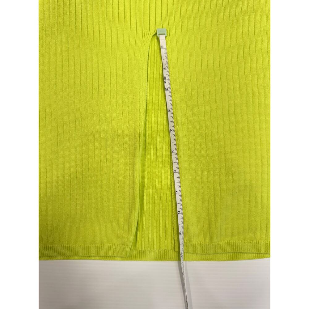 NWT Free People Skyline Midi Skirt Neon Lime Ribbed Knit Bodycon Slit S Bright - Picture 9 of 16